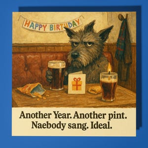 Scottish Terrier - Biglietto di auguri di buon compleanno - Animale divertente - Busta per biglietti di auguri premium - Biglietto di auguri personalizzato con gatto - Sorella, figlia, amica, papà