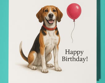 Dog Breeds Collection - Harrier Dog - Happy Birthday Card - Funny Animal - Premium Greeting Card and Envelope - Personalised card - Friend