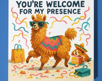 Funny Alpaca Happy Birthday Card - Funny Animal - Premium Greeting Card & Envelope - Personalised  funny card - family friend Dad Sister