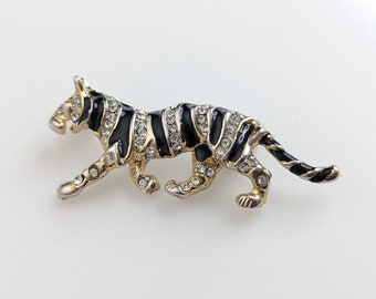 Lovely Vintage Jewellery Figural Rhinestone tiger brooch