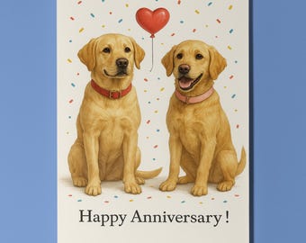 Dog Breeds Collection - Labrador Retrievers dogs - Anniversary Card - Funny Animal - Premium Greeting Card & Envelope - Personalised card
