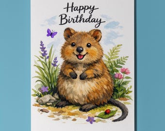 Animal Hugs Series Quokka: The World’s Happiest Birthday Card  Premium Greeting Card Envelope Personalised Australian Wildlife Friends