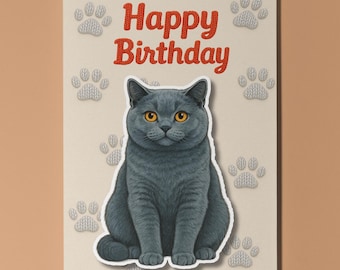 British Shorthair Cat Breeds - Pop Pets 3D Collection Birthday Card - Funny Animal Premium Quality Greeting Card Envelope Personalised card