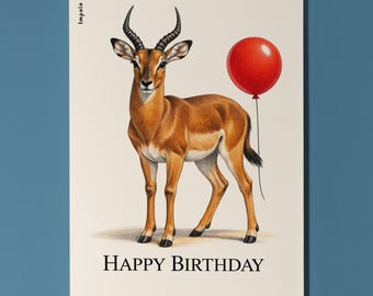 Animal Hugs Collection Impala: Golden Grace Happy Birthday Card  Premium Greeting Card Envelope Personalised Friends Family