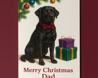 Labrador Dog - Christmas Gentleman - Merry Christmas Dad Card - Funny Dogs - Dog Breeds - Premium Greeting Card & Envelope - Personalised