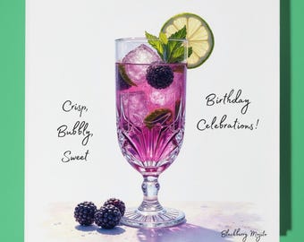 Blackberry mojito - Crisp, Bubbly, Sweet - Happy Birthday Card - Premium Greeting Card & Envelope - Personalised funny card - friend family