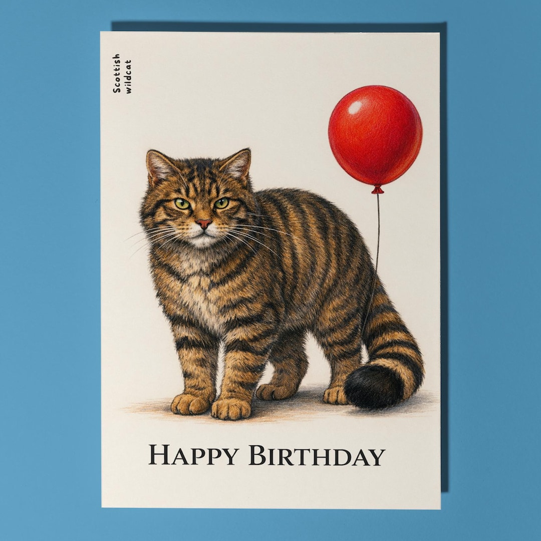 Wild Cats Party Scottish Wildcat: Highland Spirit Happy Birthday Card ...