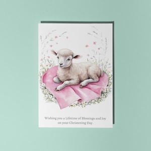 Handgemaakte schattige schapen wensen je Lifetime of Blessings Doopdagkaart Funny Animal Card Animal Lovers Premium wenskaart en envelop