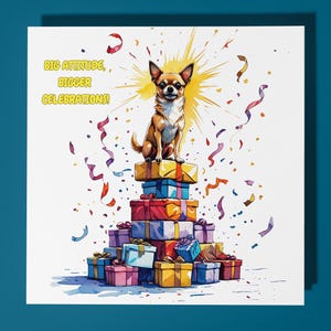Chihuahuahond Happy Birthday Card - Funny Animal - Premium wenskaart en envelop - Gepersonaliseerde hondenkaart - vader zoon zus vriend broer