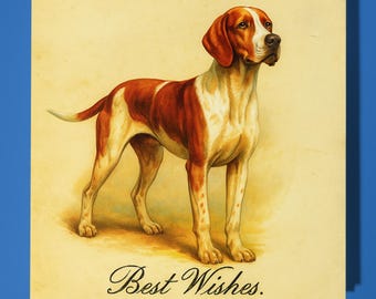 Antique postcard collection - Pointer Dog - Best Wishes Happy Birthday Card - Premium Greeting Card & Envelope - Personalised card - Friend