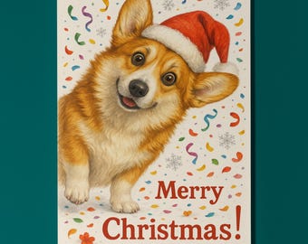 Corgi Dog - Don’t Look Away - Merry Christmas Card - Funny Dog Breeds - Premium Greeting Card & Envelope - Personalised card - Friend