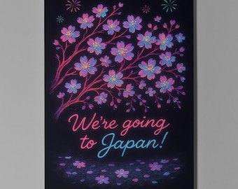Neon Sakura - We're going to Japan Card - Premium Greeting Card and Envelope -Personalised City -  Friend Girlfriend Wife Family members
