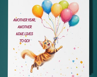 Handmade Tabby cat - Personalised Cat card - Son Sister daughter Mum Dad - Birthday Card Funny Animal Card - Premium Greeting Card Envelope