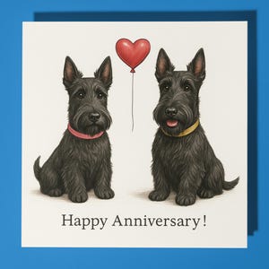 Cani Scottish Terrier - Biglietto di auguri per il buon anniversario con animali divertenti - Busta per biglietti di auguri premium - Biglietto personalizzato con cane - Marito e fidanzato