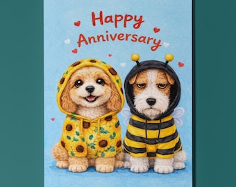 Cockapoo Wire Fox Terrier Dog Anniversary Card, Bee Hoodie Sunflower Hoodie Couple, Cute Personalised Dog Lover Gift