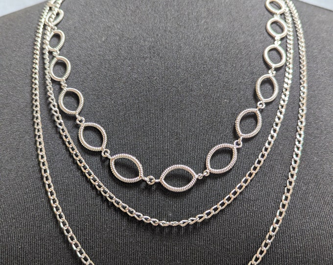 Beautiful  Vintage Silver-tone Multi-chain Necklace by Biogi Jewellery