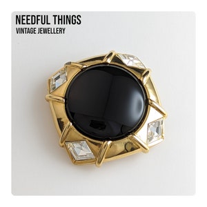 Beautiful Vintage Jewellery Black and Gold Sparkling Brooch