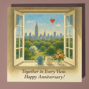 New York insieme in ogni prospettiva - Biglietto di auguri per il buon anniversario - Biglietto di auguri premium e busta - Biglietto personalizzato - Moglie, marito, famiglia, amico