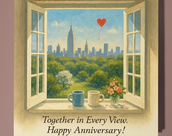 New York Together in Every View - Happy Anniversary Card - Premium Greeting Card & Envelope -Personalised card - Wife Husband Family Friend