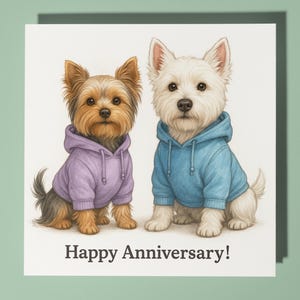 Yorkshire Terrier West Highland White Terrier - carte joyeux anniversaire drôle d'animal - carte de voeux premium et enveloppe - carte personnalisée
