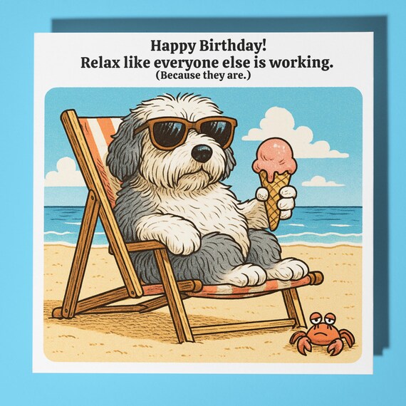 thumbnail image 2 of Fun Dog Birthday Card - Painted Artwork Greeting Card Blank Inside With Envelope 2 of 11