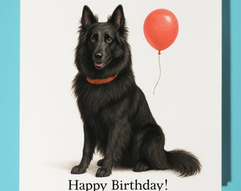 Dog Breeds Collection - Belgian Shepherd Dog - Happy Birthday Card - Funny Animal - Premium Greeting Card & Envelope - Personalised Dog card