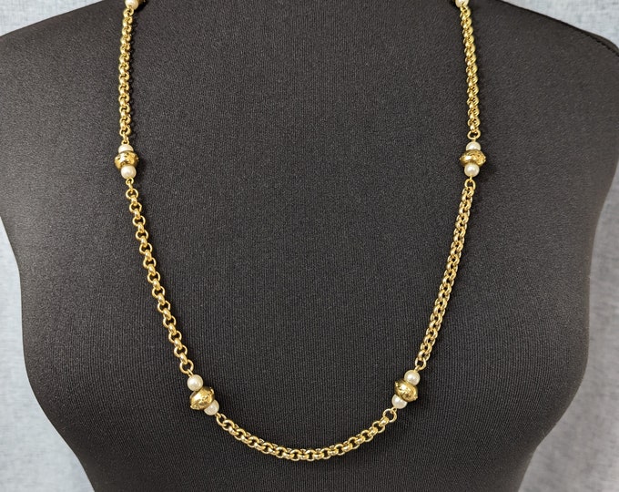 Lovely Vintage Faux Pearl Gold-tone Links Necklace  by Sarah Coventry Jewellery