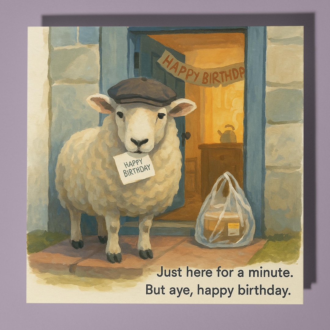 Pecora di compleanno - Biglietto di auguri di buon compleanno - Animale divertente - Busta per biglietti di auguri premium - Biglietto personalizzato - Sorella, figlia, amica, papà - Italia