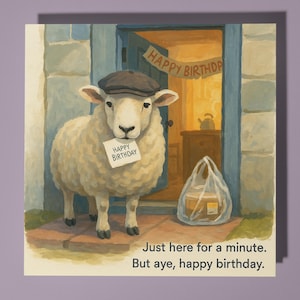 Oveja de cumpleaños - Tarjeta de feliz cumpleaños - Animal divertido - Sobre de tarjeta de felicitación premium - Tarjeta personalizada - Hermana, hija, amiga, papá