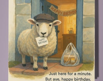 Birthday Sheep - Happy Birthday Card - Funny Animal - Premium Greeting Card Envelope - Personalised  card - sister daughter friend Dad