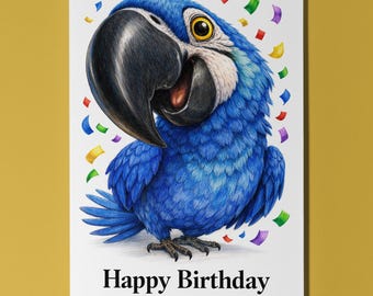 Animal Hugs Series Macaw: Out of the Blue! Happy Birthday Card Premium quality Greeting Card and Envelope Personalised Gentle Giant Parrot