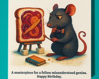Genius Rat - A masterpiece for a fellow misunderstood genius - Happy Birthday Card - Premium Greeting Card & Envelope - Personalised card