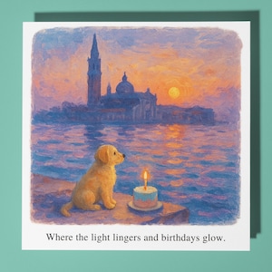 San Giorgio Maggiore al tramonto - Biglietto di auguri di buon compleanno - Animale divertente - Busta per biglietti di auguri premium - Biglietto divertente personalizzato - Amici e famiglia
