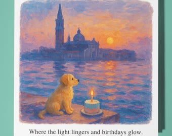 San Giorgio Maggiore at Dusk - Happy Birthday Card - Funny Animal - Premium Greeting Card Envelope - Personalised funny card - friend family
