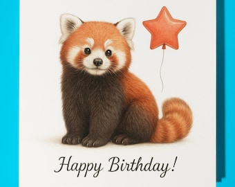 Animal Hugs Collection - Fluffmuffin Red Panda  - Happy Birthday Card - Funny Animal - Premium Greeting Card & Envelope - Personalised card