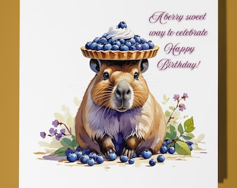 Capybara Birthday Card - Funny Animal - Premium Greeting Card & Envelope - Personalised Birthday card - Mum Dad Son Sister Friend Brother