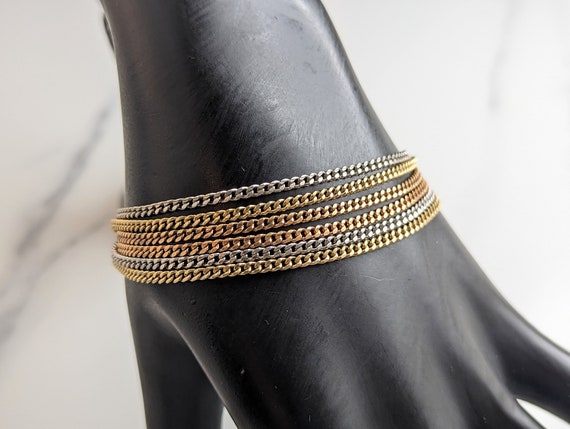 Lovely Gold and Silver-tone Multi-chain Grey Pear… - image 4