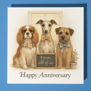 Joyeux anniversaire de notre part à tous, épagneul whippet et terrier - carte drôle d'animal - carte de voeux premium et enveloppe - carte chien personnalisée