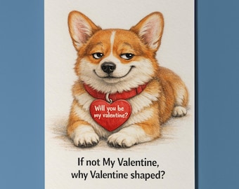 Corgi If not my Valentine why Valentine shaped Card - Premium Greeting Card Envelope - Personalised funny card Boyfriend Girlfriend Wife