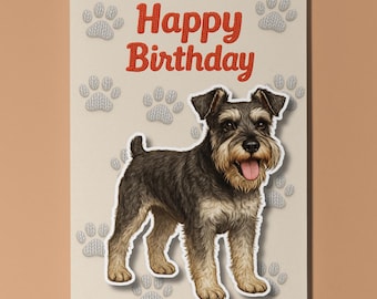 Schnauzer Dog - Pop Pets 3D Collection Happy Birthday Card - Funny Animal Premium Quality Greeting Card & Envelope Personalised card Friend
