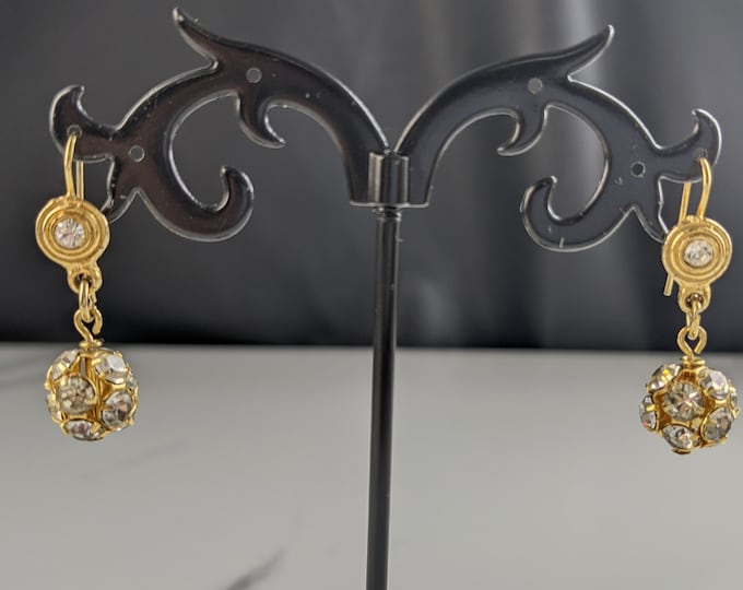 Lovely Vintage Jewellery Rhinestone Dangle Hook Earrings