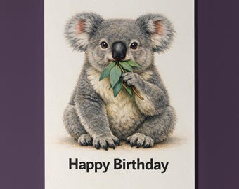Animal Hugs Collection Koala-ty Birthday Vibes Happy Birthday Card Premium Greeting Card and Envelope Personalised Friends Family members