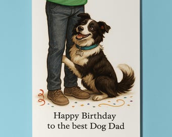 My Human Is the Best Collection - Border collie Happy Birthday to the best dog dad Card - Funny Premium Greeting Card Envelope Personalised