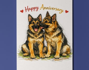 German Shepherd  Dogs Love - Anniversary Card - Funny Dog Breeds - Premium Greeting Card Envelope - Personalised card - Couple Wife Husband