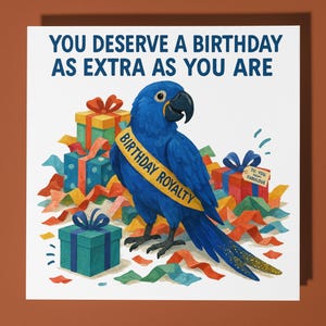 Perroquet ara - carte de joyeux anniversaire - animal drôle - enveloppe de carte de voeux premium - carte de chat personnalisée - amie fille maman papa famille