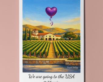 We are going to the USA - California - Napa Valley Card Premium Greeting Card Envelope - Personalised Friends Couples Spouses Wife Husband