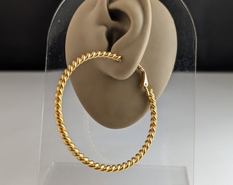 Beautiful Vintage Jewellery Gold-tone Large Hoop Earrings Lever Back
