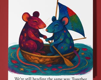 Rats Collection - Two Happy Rats Under Sail - Happy Anniversary Card - Funny Animal - Premium Greeting Card and Envelope - Personalised card