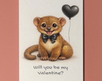 Animal Hugs Collection Kinkajou Will you be my Valentine? Card - Premium Greeting Card Envelope Personalised funny card Boyfriend Girlfriend