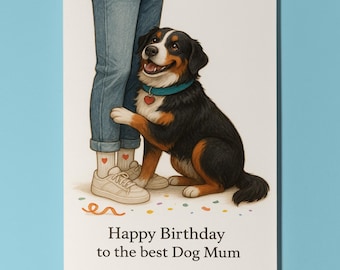 My Human Is the Best Collection Bernese Mountain dog Happy Birthday to the best dog Mum - Funny Premium Greeting Card Envelope Personalised